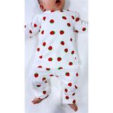 Drop Kids Bebek Pijama Takımı Uzun Çilek Desen %100 Pamuk Yenidoğan Çocuk Pijama - Kırmızı - Beyaz - 3 - 6 Ay