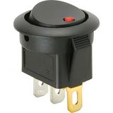 Drop Kırmızı Ledli Mini Yuvarlak Anahtar Aç Kapa Buton 12V (1-0) Siyah Rocker Switch