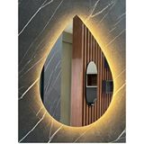 Drop Mirrors Kablosuz Ledli Özel Tasarım Berrak Rodajlı 4mm Lux 60X43 cm 4mm Kalite Dekoratif Ayna - Beyaz