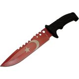 Drop Tedarik Bora Ayyıldız MF011 Rd Kırmızı Av Bıçağı 31CM - Testere Detaylı Bıçak, Kılıflı, Plastik Sap