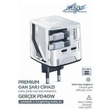 Drop Tedarik Gan+ Pd 40W Hızlı Şarj Adaptörü Çoklu Çıkış Usb-C Lightning Kablolu Hızlı Şarj Cihazı Ev Ofis Uyumlu Beyaz - Şarj Aleti