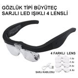 Drop Tedarik Şarjlı Gözlük Büyüteç 4 Farklı Lens 11537DC