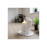 Dropcek eticaret Beyaz Dekoratif Kedi Biblo Led Mumlu Şık Ev Ofis Masa Üstü Aksesuar Mumluk (led Mum Hediye) kediyenıdr0065465521111564445