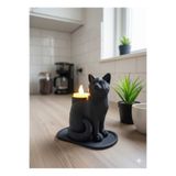 Dropcek eticaret Siyah Dekoratif Kedi Biblo Led Mumlu Şık Ev Ofis Masa Üstü Aksesuar Mumluk (led Mum Hediye) kediyenıdr006546552111156444