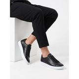 Dropland Erkek Hakiki Deri Sneaker Günlük Spor Ayakkabı Siyah - Beyaz Taban L Rahat Casual Ayakkabı