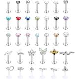 Drperfect Medusa Dudak Piercingi Takı 16G Paslanmaz Çelik 6 Mm 8 Mm 10 Mm Monroe Dudak Halkaları Kadın Erkek Labret Burun Çıtçıt Arı Çiçek Yılan Tragus Helix Kıkırdak Deniz Kabuğu Küpe Seti