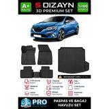 Drs Tuning Renault Megane 4 Sedan 3D Pro Havuzlu Paspas ve Sağ Kulak Paspas Bagaj Havuzu Seti (2'li Se