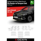 Drs Tuning S-Dizayn Fiat Egea Krom Ön Panjur ve Tampon Çıta Seti Diamond Model 22 Prç. 2020 Üzeri (Mat Krom)
