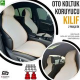Drs Tuning S-Dizayn Oto Koltuk Koruyucu Kılıf Krem Universal 2 Parça Ön A+ Kalite - Renkli - Standart