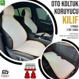 Drs Tuning S-Dizayn Oto Koltuk Koruyucu Kılıf Krem Universal 2+1 Parça Ön Arka A+ Kalite - Renkli - Standart
