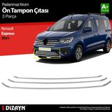 Drs Tuning S-Dizayn Renault Express Krom Ön Tampon Çıtası 3 Prç 2021 Üzeri