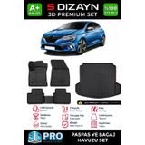Drs Tuning S-Dizayn Renault Megane 4 Sedan 3D Pro Havuzlu Paspas ve Çift Kulak Bagaj Havuzu Seti (2'li SET) 2016-2021 A+ Kalite