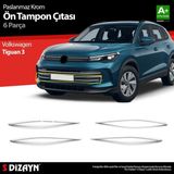 Drs Tuning S-Dizayn Vw Tiguan 3 Krom Ön Tampon Çıtası 6 Prç. 2024 Üzeri A+ Kalite