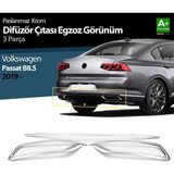 Drs Tuning Volkswagen Passat B8.5 Krom Egzoz Görünümü Difüzör Çıtası 3 Parça 2019 ve Üzeri