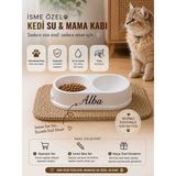 Drsn Ticaret Isme Özel Kedi Mama ve Su Kabı - Çift Hazneli Özel Baskılı Mama Kabı