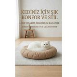 Drsn Ticaret Modern Tasarım Yuvarlak Kedi Yatağı - Premium Kumaş Konforlu Kedi Minderi - . - Bej - Kahverengi