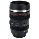 DRULINE Fincan Objektif Kupa/Camera Lens Kahve Kupası Kahve, Çay, Süt, Su için - 400 ml Siyah