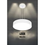 Drum 40CM ( Beyaz Kasa, 4000K Işık Rengi ) Modern Sarkıt LED Avize, Salon, Mutfak, Yatak Odası - 1BW-Beyaz