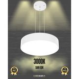 Drum 40CM (Beyaz Kasa, Sarı Işık) Ledli Modern Sarkıt LED Avize, Salon, Mutfak, Oturma Yatak Odası, Sarkıt