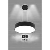 Drum 40CM (Siyah Kasa, Beyaz Işık) Ledli Modern LED Avize, Salon, Mutfak, Oturma Yatak Odası, Sarkıt - 1