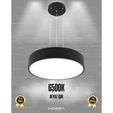 Drum 40CM (Siyah Kasa, Beyaz Işık) Ledli Modern Sarkıt LED Avize, Salon, Mutfak, Oturma Yatak Odası, Sarkıt