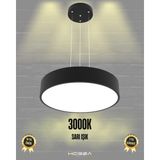 Drum 40CM (Siyah Kasa, Sarı Işık) Ledli Modern Sarkıt LED Avize, Salon, Mutfak, Oturma Yatak Odası, Sarkıt