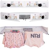 Dryertime® Premium Duvara Monte Alüminyum Borulu Katlanır Çamaşır Kurutma Askısı – Akordiyon Çamaşırlık - 80 cm – 25 Kg Taşıma – Paslanma ve Ses yapmaz (Hello Cat)