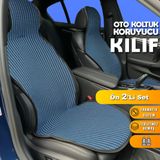 Ds 5 Uyumlu Koltuk Kılıfı Minder Çizgili Siyah Mavi 2+1 Ön Arka Set