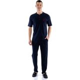D's Damat 02000 Kısa Kol 3'lü Erkek Pijama Takımı - Lacivert