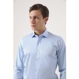 D's Damat 0HE02SG00024M Slim Fit Mavi Düz Erkek Gömlek