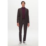 D's Damat 1HC05IM05577M Slim Fit Kahverengi Baskılı Kırışmayan Sihirli Takım Elbise