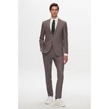 D's Damat 1HC05IM08577M Slim Fit Kahverengi Baskılı Kırışmayan Sihirli Takım Elbise