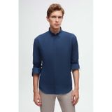 D's Damat 4HC02ORT03265 Slim Fit İndigo Oxford Nakışlı Erkek Gömlek
