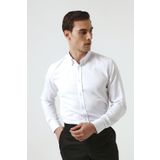 D's Damat 5HC02ORT07265 Slim Fit Beyaz Armürlü Pamuklu Gömlek