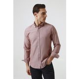 D's Damat 5HC02ORT07265 Slim Fit Bordo Armürlü Pamuklu Gömlek