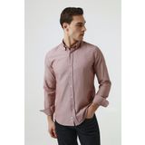 D's Damat 5HC02ORT07265 Slim Fit Kırmızı Armürlü Erkek Gömlek