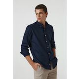 D's Damat 5HC02ORT07265 Slim Fit Lacivert Armürlü Erkek Gömlek