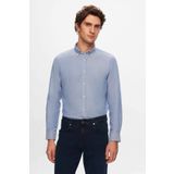 D's Damat 5HC02ORT07265 Slim Fit Mavi Armürlü Pamuklu Gömlek