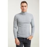 D's Damat 5HF06ORT63100 Slim Fit Gri Fitilli Boğazlı Erkek Kazak
