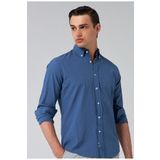 D's Damat 6HC02ORT63265 Slim Fit Indigo Keten Görünümlü Erkek Gömlek