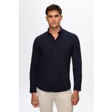 D's Damat 6HC02ORT63265 Slim Fit Lacivert Keten Görünümlü Erkek Gömlek
