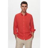 D's Damat 6HC02ORT63265 Slim Fit Nar Çiçeği Keten Görünümlü Erkek Gömlek
