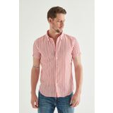 D's Damat 8HC02ORT04265 Slim Fit Kırmızı Gofre Erkek Gömlek