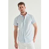 D's Damat 8HC02ORT04265 Slim Fit Mavi Gofre Erkek Gömlek