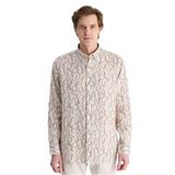 Ds Damat Comfort Beyaz Baskılı%100 Keten Gömlek