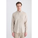 D'S Damat Ds Damat Comfort Bej Armürlü Gömlek 5HC02IG21265M - XL