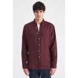 D'S Damat Ds Damat Comfort Bordo Çizgili Gömlek 6HC02HD45304M - 2XL