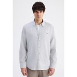 D'S Damat Ds Damat Comfort Haki Çizgili Gömlek 6HC02G816304M