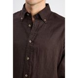 D'S Damat Ds Damat Comfort Kahverengi Düz %100 Keten Gömlek 6HC02AP01304M - XS