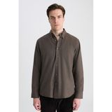 D'S Damat Ds Damat Comfort Kahverengi Gabardin Gömlek 5HC02HD07265M - 3XL